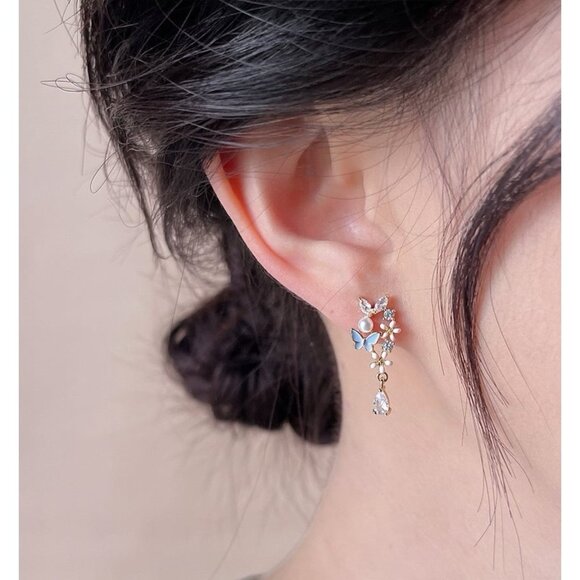 Micro-paved Zirconia Butterfly Earrings - Picture 1 of 6